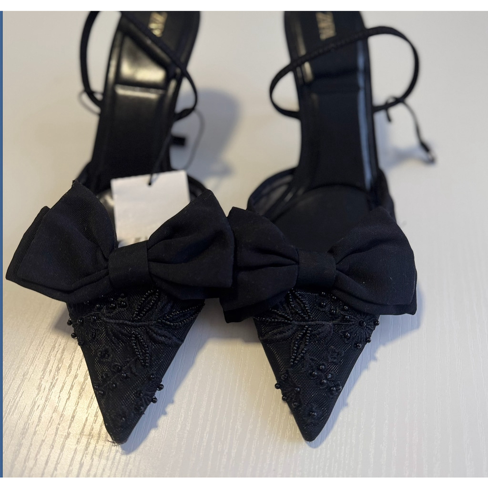 Mesh Bow Slingback Heels Size 41 EU 10 US - Picture 6 of 9